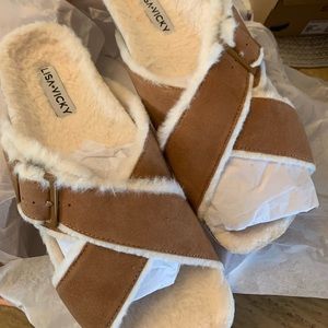 Lisa Vicky Faux Fur Lined Slides